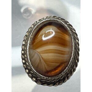 Vintage 1960s Faux Banded Agate Scarf Clip – Mid-Century Honey Lucite & Gold-Ton